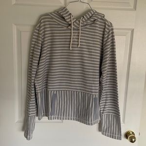 J. Crew Factory Navy and White Striped Pullover